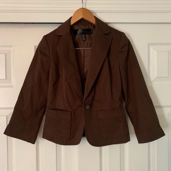 Brown 3/4 Sleeve Blazer by Apostrophe Size 4 - Picture 8 of 8